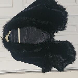 Elegant Black Faux Fur Shawl